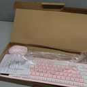 Wireless Keyboard and Mouse Combo, Reccazr 2.4G Full-Sized Keyboard and Mouse Cordless, 3 DPI Adjustable Mouse, Dual-System Keyboard for Computer/Laptop/Windows/Mac (Pink & White)