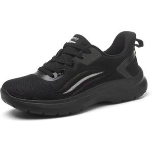 Treesky Non Slip Work Shoes for Women - Ultra Lightweight Slip Resistant Sneakers for Nursing, Food Service & Kitchen, Ideal for Wet Environments, Walking & Standing All Day (10, Black)