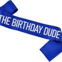 Birthday Dude Sash Blue with Silver Glitter Letter Birthday Gifts for Husband Boyfriend Son Brother Funny Birthday Sash for Boys or Men Birthday Party Decorations and Supplies,Blue Silver