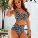 Blooming Jelly Women's High Waisted Bikini Sets Tummy Control Swimsuits Two Piece U-Wire Cutout Swim Bathing Suit 2026, Small