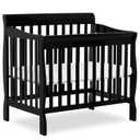 Dream On Me Aden 4-in-1 Convertible Mini Baby Crib, GREENGUARD Gold & BSA Certified, Sustainable Pinewood, Non-Toxic Finish, 3 Mattress Heights, Converts to Mini Day & Twin-Size Bed - Black