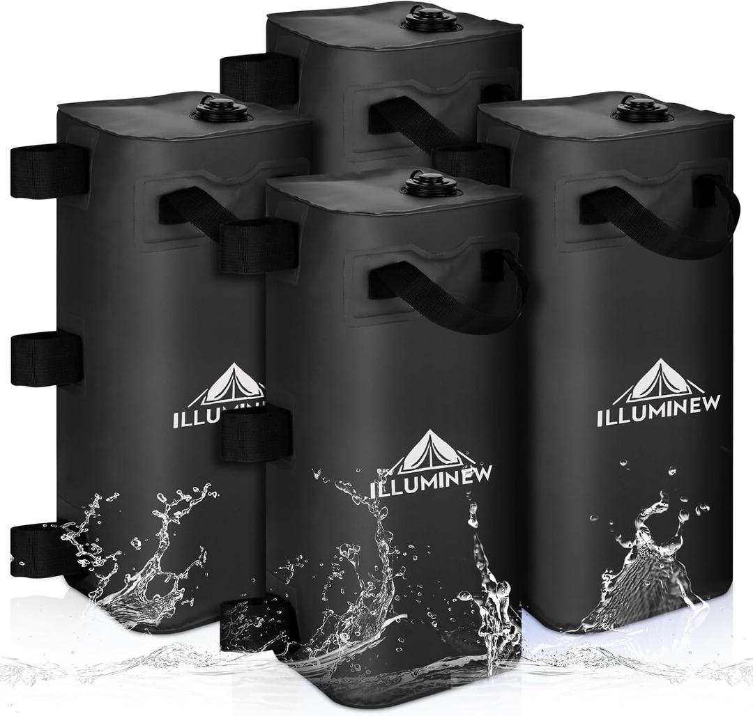 4 Pack Canopy Water Weight Bag, 220 LBS Water Tent Weights Set of 4 Leg Weights for Gazebo, Pop Up Canopy, Canopies, Tent (Black 25L)