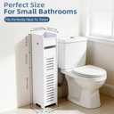 BorealBear Slim Bathroom Storage Cabinet with Toilet Paper Holder, Narrow Bathroom Cabinet for Small Spaces, Freestanding Organizer with Door & Shelves, Space Saving White Bathroom Cabinet