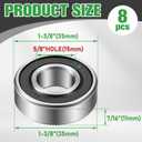 8 Pcs 5/8" Bearings Carbon Steel ID 5/8" x OD1-3/8 Ball Bearings for Lawn Mower Wheelbarrows Carts and Hand Trucks Wheel Replacement