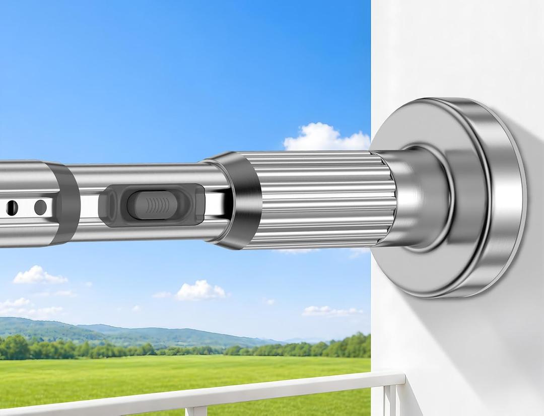 Heavy Duty Tension Curtain Rod No Drilling 41-166 Inch One-Click Adjustable