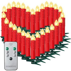 20PCS LED Flameless Taper Candles Battery Operated Christmas Tree Lights With Remote, Timer, Dimmer - Flickering Warm White Light for Window, Home Party Decor