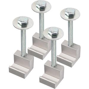 4PCS Silver Aluminum J Hook Toolbox Tie Downs  Truck Tool Box Mounting Kit for Pickup Bed  Heavy-Duty Tie Down Clamps with Hardware