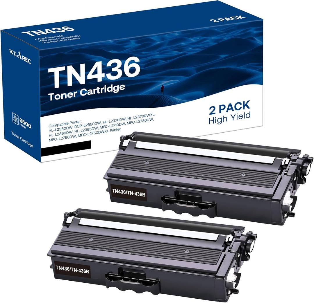 WEAREC Compatible Toner Cartridge Replacement for Brother TN436 TN436BK TN433 TN431 for Brother HL-L8260CDW HL-L8360CDW MFC-L8610CDW MFC-L8690CDW MFC-L8900CDW MFCL9570CDW Printer (Black, 2Pack)