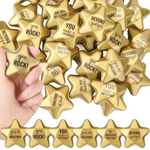 Deekin 19 Pieces Star Stress Balls 1.6 Inch Gold Mini Star Foam Balls Stress Star Relief Balls Stress Star Toys for Teens Adults School Student Bag Filler Party Decoration(Appreciation)