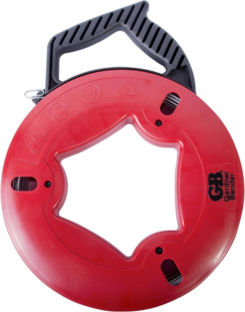 Gardner Bender FTS-125R Fish Tape, Plated Carbon Steel, UpperHand with Rubber Grip, 125 ft. , Red