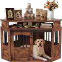 Dog Crate Furniture, 52" Corner Dog Crate End Table Brown