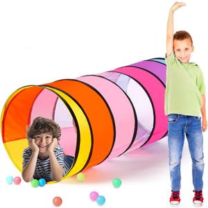 PullCrease 27.6 Inch Large Play Tunnel for Kids Colorful Play Tent Crawl Tunnel Toddlers Babies Children or Dogs, Collapsible Gift for Boy Girl Toys Indoor Outdoor (1 Pc)