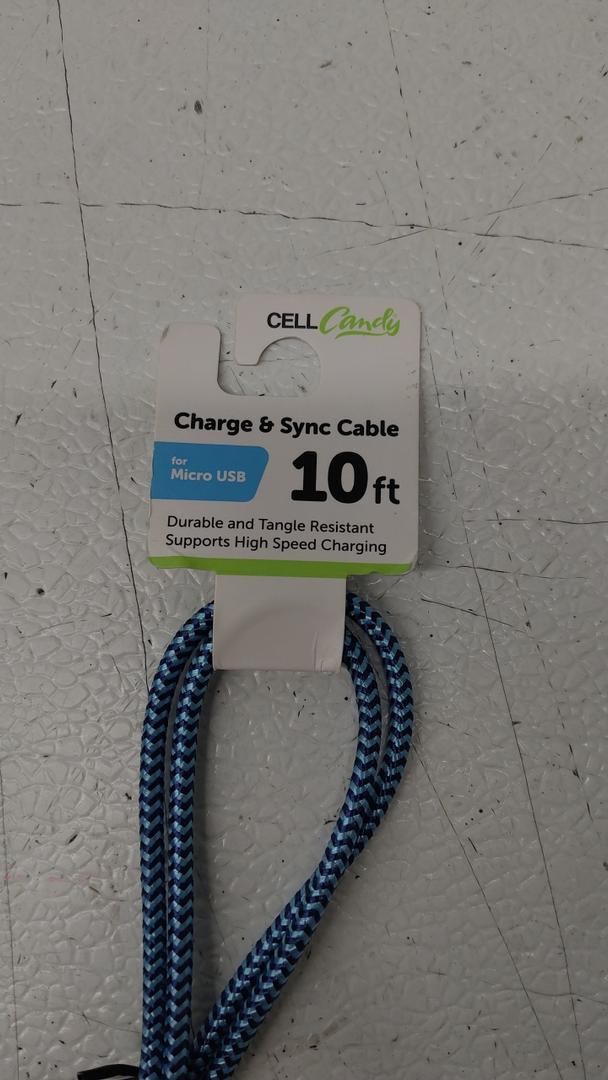 Cell Candy - Braided Charge & Charge Sync Cable - Micro-USB - 10 Ft