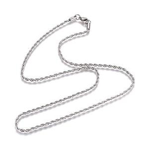 FASHEWELRY 10Pcs 2.4mm Stainless Steel Twisted Rope Chain Necklace 19.7" Unisex Chain Link Necklace with Lobster Clasp for Women Men DIY Jewelry Making Findings