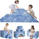 MeMoreCool Foam Climbing Toddler Couch  Modular KidsSofa with Slide & Stair | Convertible Baby Couch for Playroom, Sectional Furniture for Crawling, Climbing, Kids Play (Space Blue)