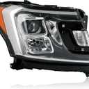 Projector Headlights Compatible with 2018-2021 Expedition | Chrome Halogen Halo Projector Headlight Assembly Front Headlamp With bulb Clear Lens Right Passenger Side FO2503370
