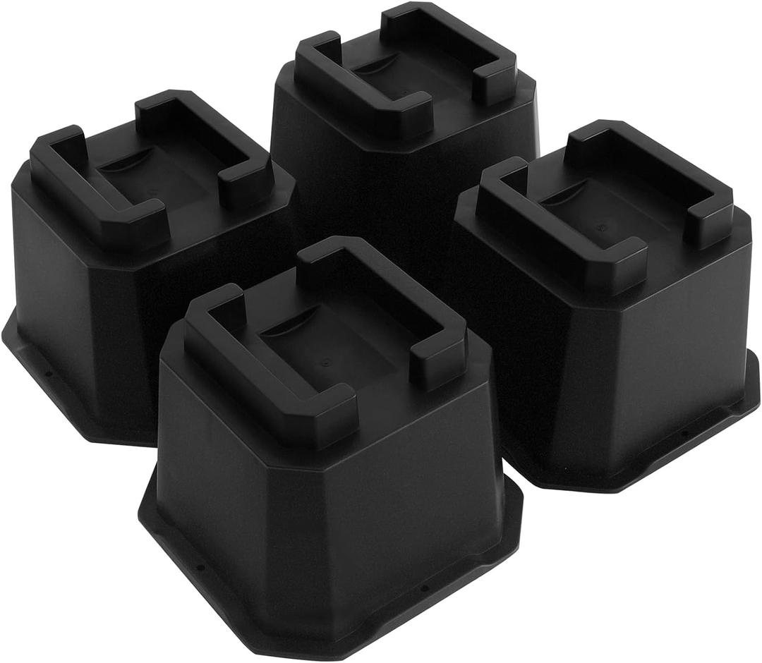 shouwuhho Bed Risers 4 inch, Furniture Risers Elevation in Heights 4 Inch Heavy Duty, Bed Lift Risers for Caster Wheels or Posts of Bed Table Couch, Support up to 6000 lbs, 4 Pack, Black