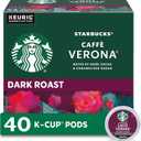 Starbucks K-Cup Coffee Pods, Dark Roast, Caff Verona for Keurig Brewers, 100% Arabica, 1 Box (40 Pods)