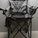 Oversized Padded Camping Chairs, Hevy Duty Folding Camp Chair - 500Lbs Support for Adults - Comfortable Camping Chair with High Back & Pillow, 1 Pack, Grey 