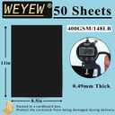 50 Sheets 148lb Black Cardstock, 8.5" x 11", Extra Heavy Duty Black Paper for Card Base DIY Craft Card Making, 148LB Cover 400 GSM