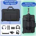 Speaker Bag with Wheels Compatible with QSC K12 / K12.2 / DXR12 MKii, Speaker Rolling Soft Case with Multi-pocket & 2 Fix Straps, Padded Speaker Roller Bag with Retractable Handle (24*17.3*16.5in)