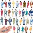Namalu 50 Pcs 1: 87 0.79" Sitting Pose Scale Mini People Figurines Set Tiny People Colorful Model Miniature Trains Architectural Painted Figures Model Tiny Plastic Figurines for Miniature Scenes