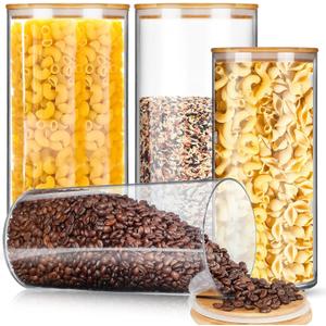 Vesici 4 Pcs Large Acrylic Storage Canister 180 oz and 93 oz Jars with Bamboo Lids Clear Acrylic Canister Unbreakable Airtight Storage Jars for Kitchen, Coffee Rice Pantry Organization