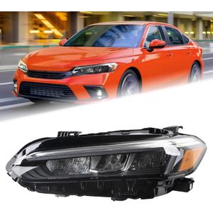 Duolctarms Chrome W/DRL Full LED Headlight Fits 2022-2025 Honda Civic EX/LX | Left Driver Side HO2502205 33150T20A52