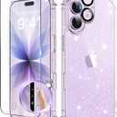 BERFY for iPhone 17 Case for Women, Clear Glitter Shockproof Protective Case, Anti-Yellowing, with Screen Protector & Camera Lens Protector 6.3", Sparkle Clear