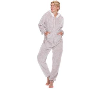 Onesie Pajamas for Women Fleece Women's Onesie Pajamas, Fuzzy Pajama Onesies for Women (Medium, Shimmer Beige)