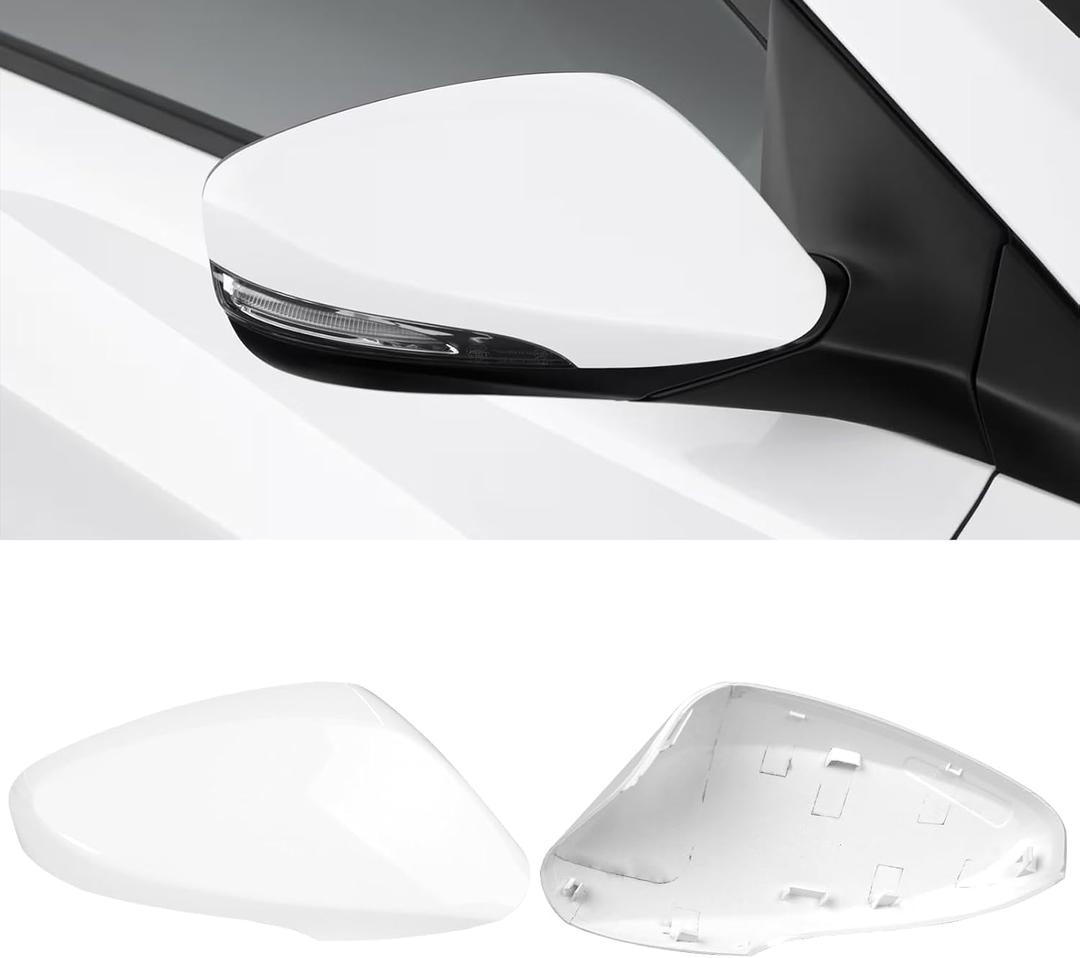 Yumzeco Compatible with Hyundai Elantra MD Side Mirror Cover Cap 2011 2012 2013 2014 2015 2016, Right Passenger Side Mirror Caps Replacement W/Light, Clip-on Replace for 876263X000 White - Right