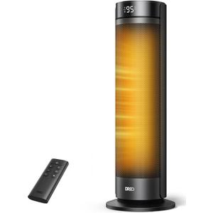 DREO Space Heater for Large Room, 23 Inch Electric Heaters for Indoor Use, 8 Safe Protection Tower, 70° Oscillation, PTC Ceramic with Thermostat and Remote, Quiet, 12H Timer, Bedroom, Office