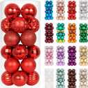 XmasExp 24ct Christmas Ornaments Shatterproof Christmas Ball Ornaments Set Decorations for Xmas Tree Balls 40mm/1.57" (1.57'', Red)