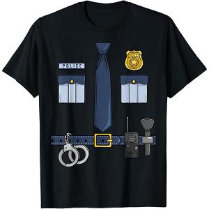 Kids Adult Police Costume Shirt Men Women Funny Halloween T-Shirt 4T
