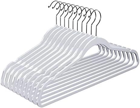 MOERKADA 50 Pack Ultra-Thin Plastic Clothes Hangers (17.7 Inch) - Space-Saving Slim Hangers with Non-Slip Grooves for Wardrobe, Closet & Dorm Organization (Grey)