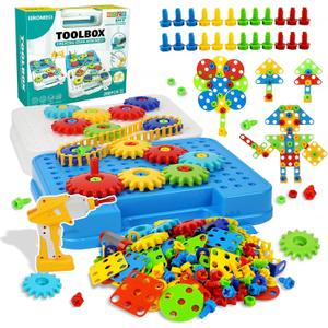 Gears Toys for Kids Ages 4-8, STEM Educational Construction Toys, Building Toy Set for Boys and Girls, Engineering Building Blocks Creative Learning Toy Set