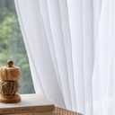 White Pinch Pleated Track Curtains 52x120 Inches Long for Living Room Bedroom Extra Long Faux Linen Semi Sheer Light Filtering with Hooks Traverse Rods 1 Panel