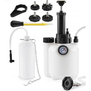 3L Brake Fluid Bleeder Kit w/ 1L Catch Bottle, Pressure Brake Bleeding Tool, Manual Power Bleeder Pump for Flush Brakes and Clutch System, Upgraded Adapters (43.5/45/49.5/50.7mm) for Master Cylinders
