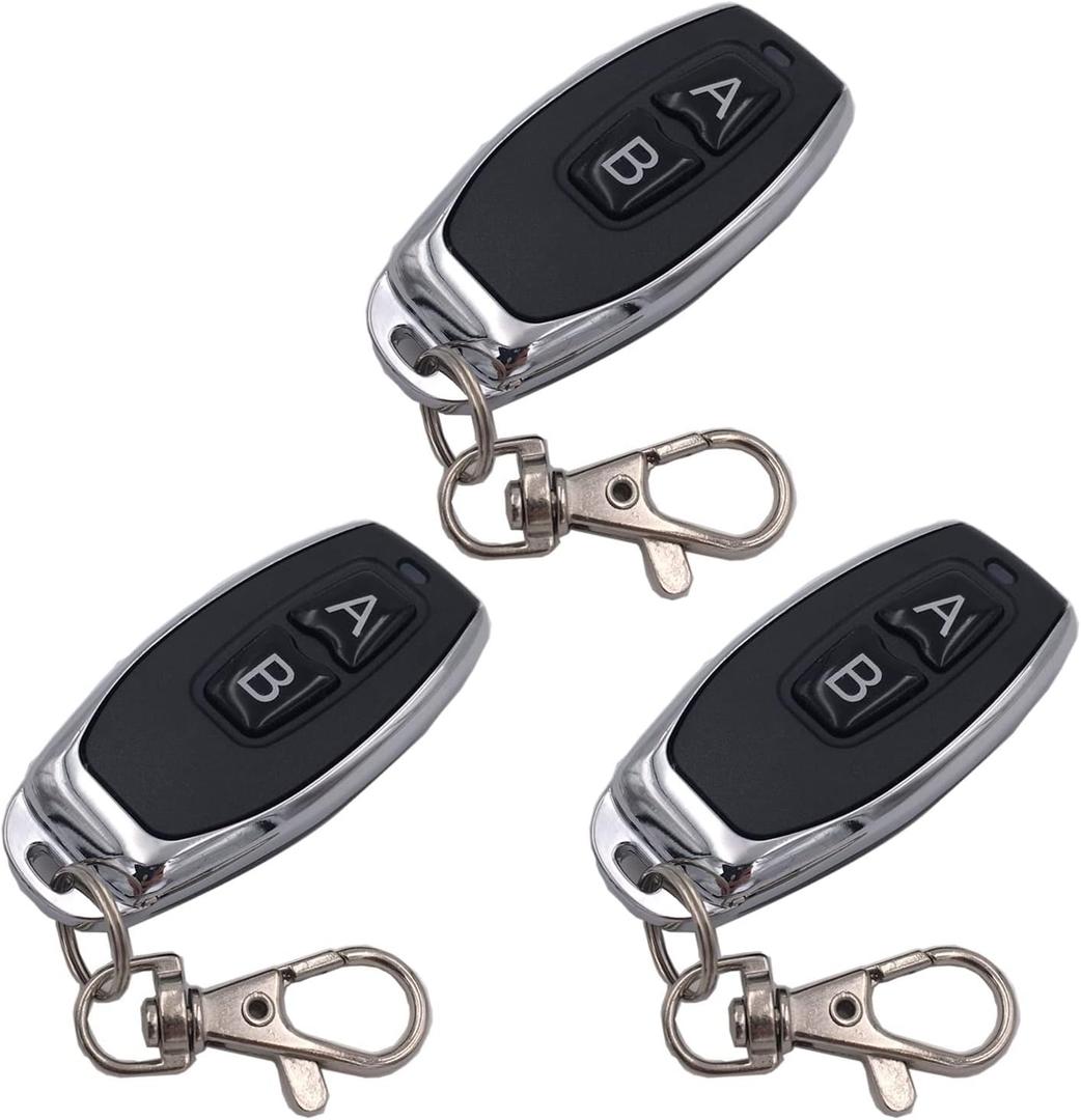DieseRC 3pcs Remote Control 1527 Learning Code Wireless Remote Control Transmitter Keychain 433Mhz 2 Buttons, for Use with DieseRC Receiver