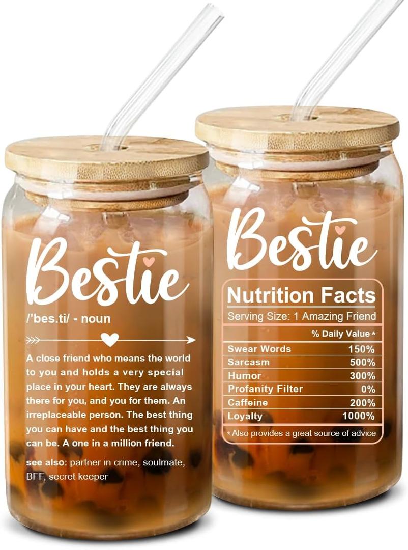 Gift For Friends, Bestie - Birthday Gifts for Women Friendship - Unique Friendship Gifts For Women, Friend, Bestie, Bff, Soul Sister, Work Bestie - 16 Oz Coffee Glass