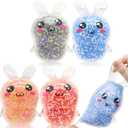 Easter Basket Stuffers,4 Pack Squishy Easter Bunny Stress Balls for Kids Adults Teens Girls,Easter Fidget Toys for Kids Girls Boys, Easter Party Favor Gifts for Children