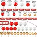108 Pcs Balls Cake Topper DIY Cupcake Insert Foam Balloons for Cake Baking Wedding Anniversary Birthday Decoration(Red, White, Gold,Multi Sizes)