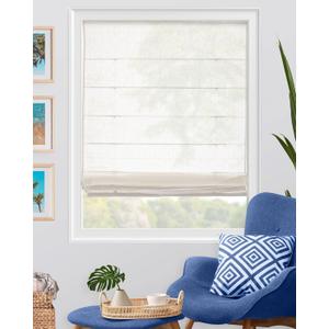 CHICOLOGY Cordless Roman Shade for Windows, Light Filtering Semi-Sheer Linen Look Fabric Window Treatment, Day Privacy 6/10, Inside/Outside Mount, True to Size Headrail, 39" W x 64" H, Pacific White