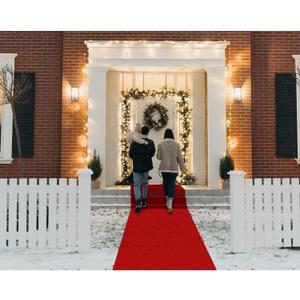 Red Carpet Runner for Party, 2.6X15 ft, 130 GSM Felt Non-Woven Fabric, Hollywood Red Carpet for Event, Aisle Runner for Wedding Ceremony, Movie Theme Party Decorations, Red Runway Rug for Prom Bright Red