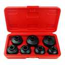 7-Piece Oil Filter Socket Set Includes 24mm,27mm,29mm,30mm,32mm,36mm,38mm. Cap Wrench Tool Kit Compatible with Mercedes Benz, VW, BMW and so on