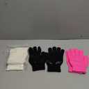 Jiuguva 3 Pairs Ice Skating Gloves Figure Skating Accessories Gloves with Snowflake Rhinestone for Kid Girl (Black, White, Pink)