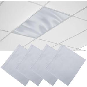 4 Pcs Fluorescent Light Covers, 4 x 2 Feet Magnetic Light Covers for Ceiling Lights Shade Panel, Drop Ceiling Light Filters Covers for Office Classroom School Home, Polyester Fabric Material, Grey