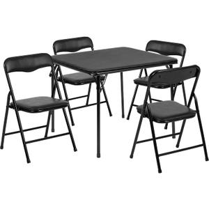 Flash Furniture Mindy 20"H Kids Folding Table & 4 Chairs, Ages 3-7, Black, 24"W x 24"D x 20.25"H