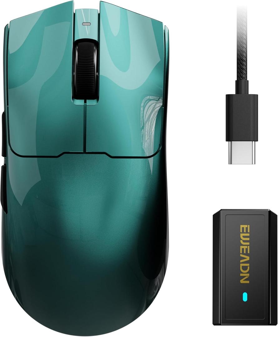 S9 Max Wireless Gaming Mouse, 59G Ergonomic Computer Mouse, Triple Modes, 8K Polling, 26K DPI, PAW3395 Optical Sensor, Kailh Switch, 250h Battery Life, Programmable for PC/Win/Mac(Green)