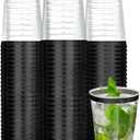 R-kay Heavy Duty 10 OZ Disposable Cups, Black Plastic Cocktail Glasses